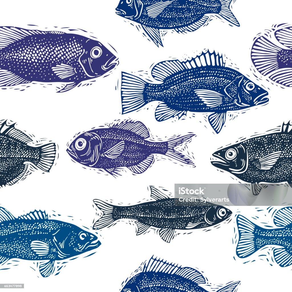 Detailed Fish Vector Freshwater Fish Vector Endless Pattern Nature And Marine Theme Seamless ...