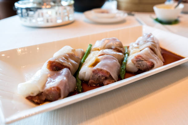 Steamed rice roll with barbecued Iberian pork