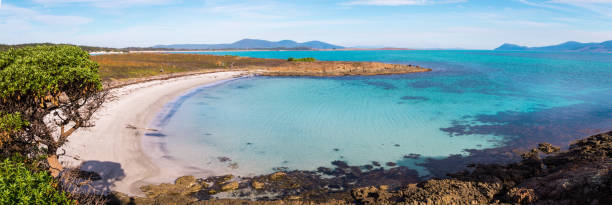 bellissima spiaggia sull'isola di maria, tasmania, australia - freycinet national park foto e immagini stock