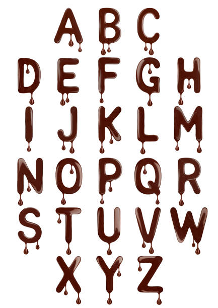istock Original stylish latin alphabet made of melted chocolate on white background 653486034