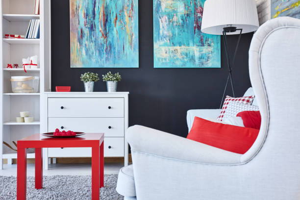 istock Light furniture in a room 653493786