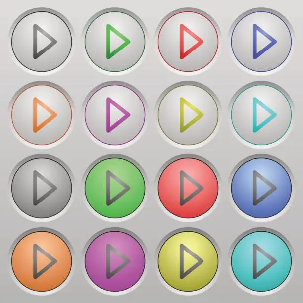 Vector illustration of Media play plastic sunk buttons