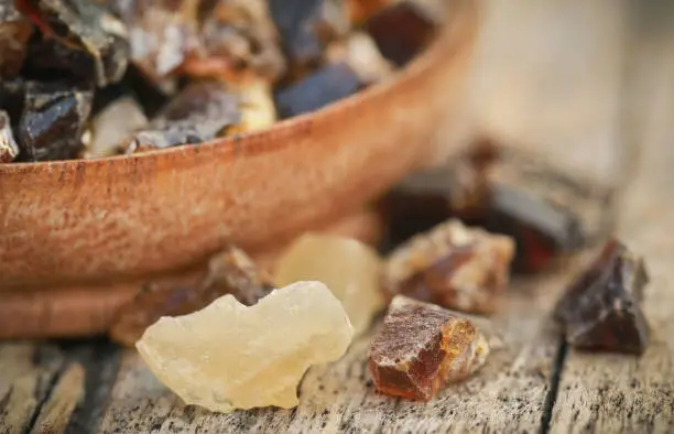 Frankincense dhoop, a natural aromatic resin used in perfumes and incenses