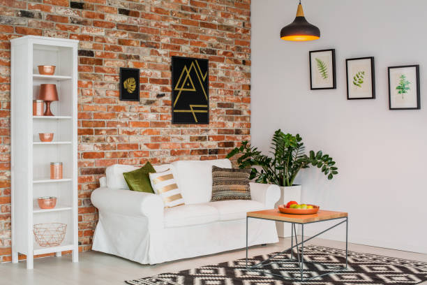 istock Simple room with white furniture 653507032