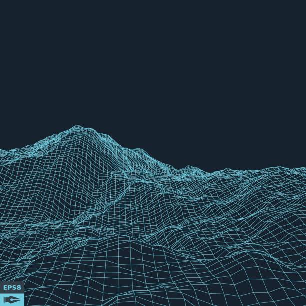 Abstract vector landscape background. Cyberspace grid. Abstract vector landscape background. Cyberspace grid. 3d technology vector illustration. relief map stock illustrations