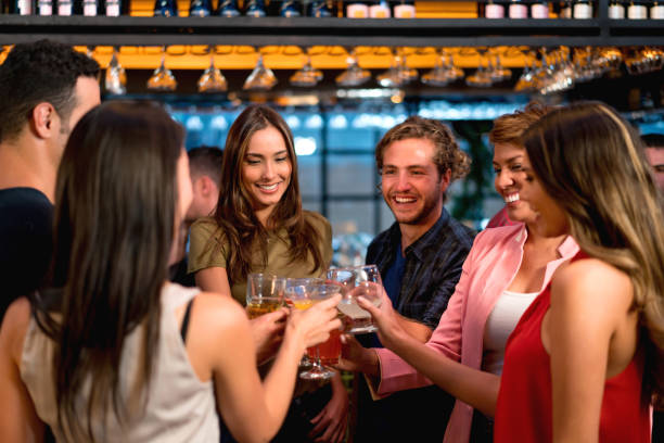 istock Friends making a toast at the bar 653507668