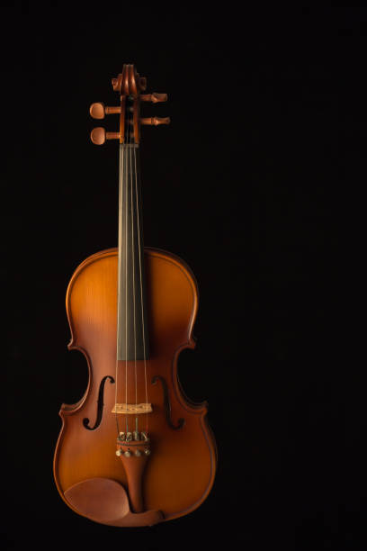 istock Close up of a violin isolated on a black background 653522262