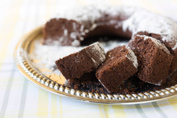 istock Homemade chocolate cake with sugar glass on top. 653525800
