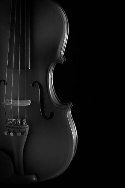 istock Close up of a violin isolated on a black background 653528752