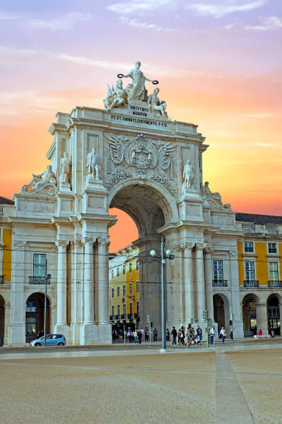 istock Rua Augusta Arch in Lisbon Portugal at sunset 653532552