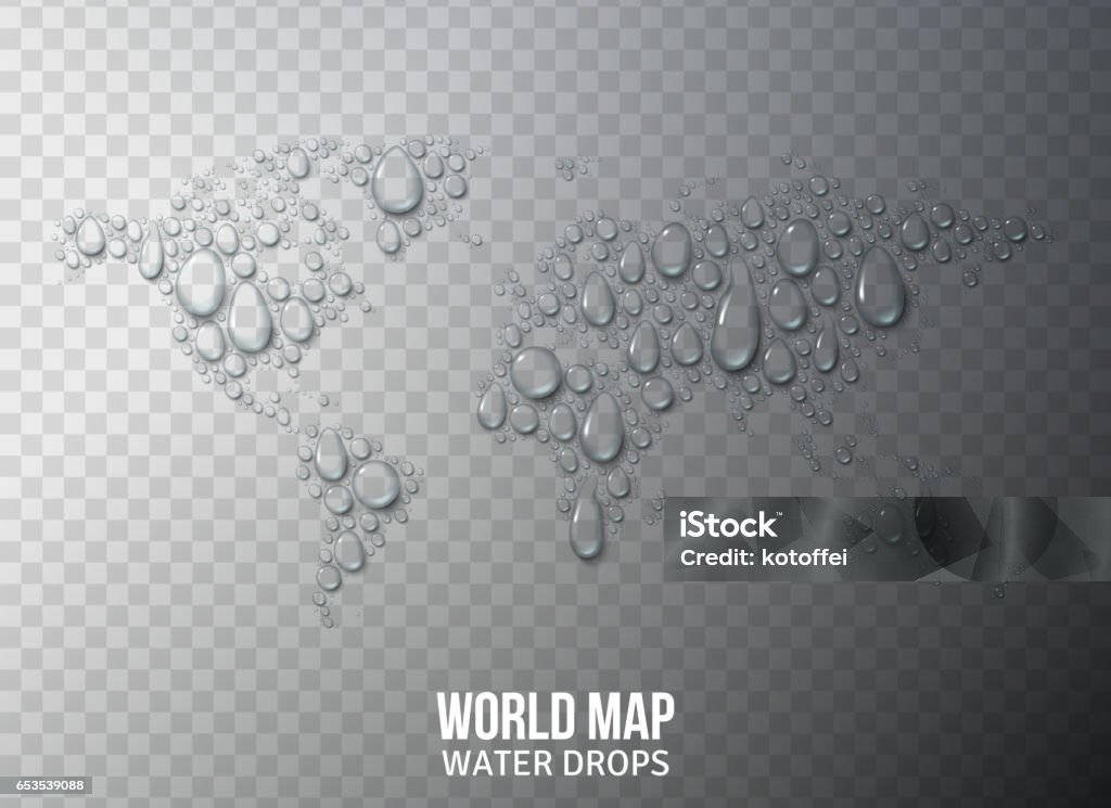 Waterdrops Map World Map From Water Drops Stock Illustration - Download Image Now ...