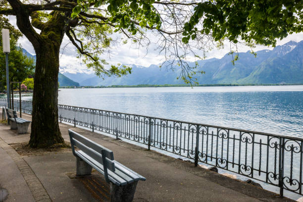Montreux promenade in springtime, Switzerland