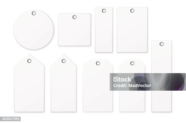 Realistic Vector White Blank Tag Icon Set Isolated On White Background Design Template Eps10 Stock Illustration - Download Image Now