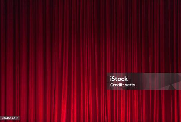 Red Theatre Stage Curtain Background Stock Photo - Download Image Now - Curtain, Red Carpet Event, Red