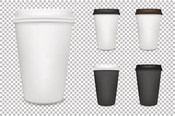 ilustrações de stock, clip art, desenhos animados e ícones de vector realistic blank paper coffee cup set isolated. vector eps10 - latté cafe macchiato cappuccino cocoa