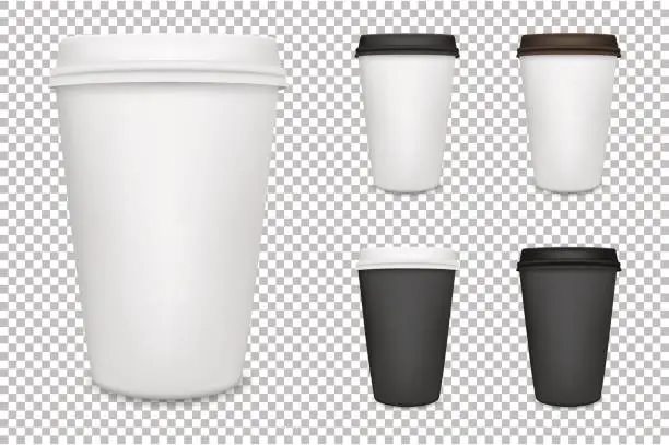 Vector illustration of Vector realistic blank paper coffee cup set isolated. Vector EPS10