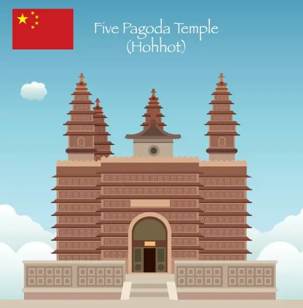 Vector illustration of China (Five Pagoda Hohhot)