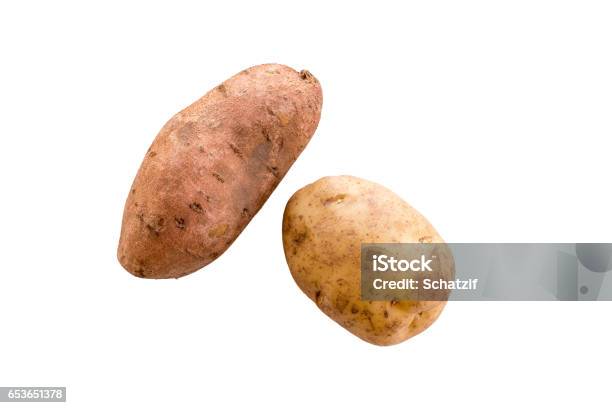 Potato And Sweet Potato Stock Photo - Download Image Now - Cut Out, Raw Potato, Sweet Potato