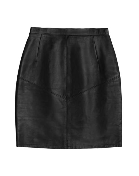 istock black leather pencil skirt, isolated on white background 653746108