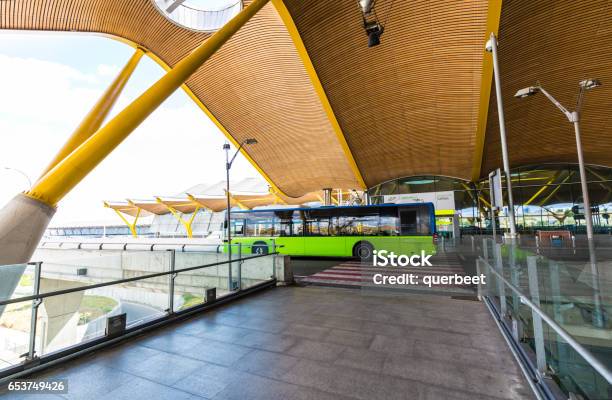 Airport Madrid With Bus Stock Photo - Download Image Now - Bus, Madrid, Airport