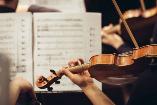 istock Violinist female playing in orchestra close up 653751232