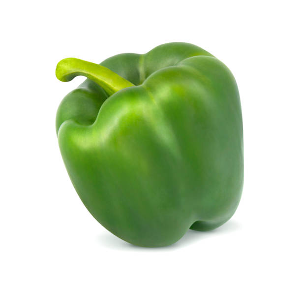 istock Green sweet bell pepper isolated on white background 653756776