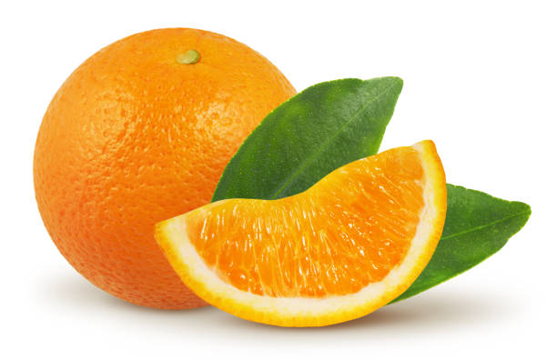istock Orange isolated on white background with leaves 653761464