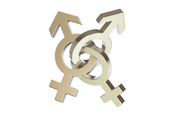 istock metallic gender symbols, 3D rendering isolated on white background 653763180