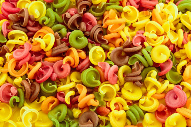 istock Dry italian pasta in five colours 653763560
