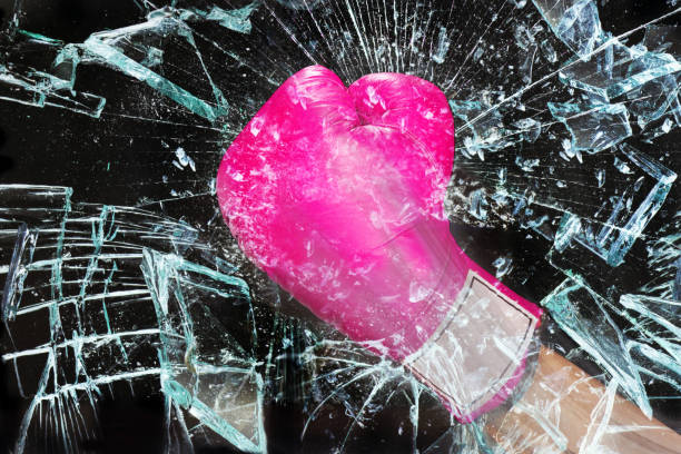 pink power. - breaking glass fotografías e imágenes de stock