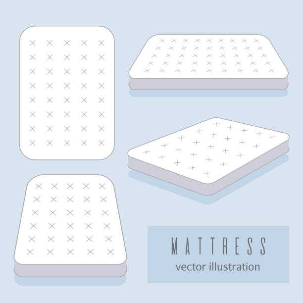 White mattress vector illustration. Motel room sleeping lodge bed White mattress vector illustration. Motel room sleeping lodge bed. Comfortable double mattress for sleeping bed frame stock illustrations
