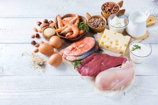 istock Assortment of healthy protein source and body building food 653770140