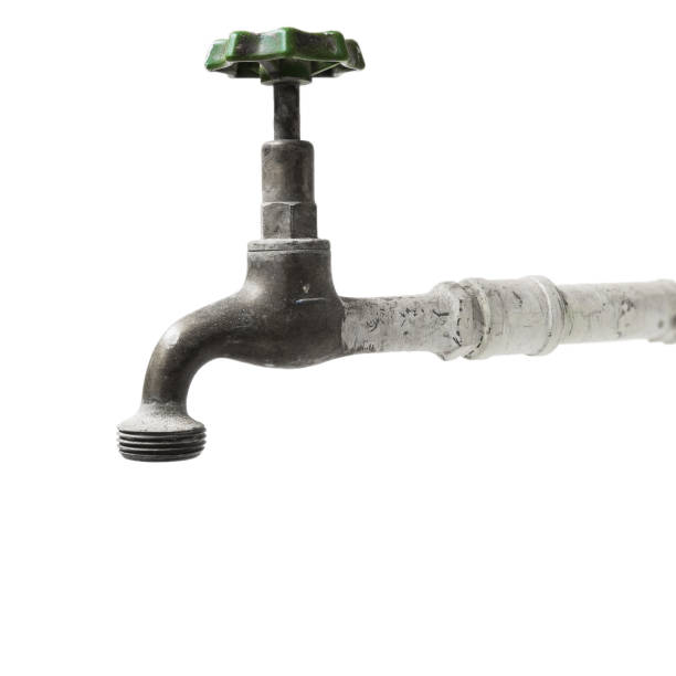 istock Old wall faucet, tap, water outlet, isolated on white 653770694