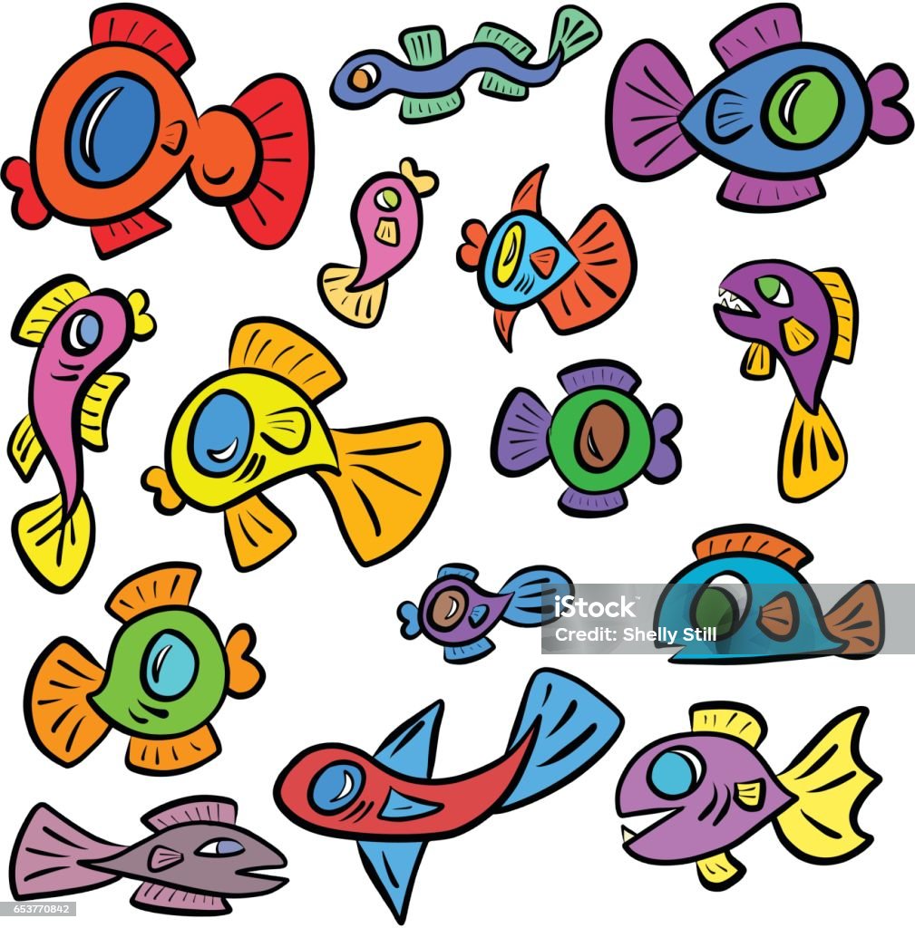 Cartoonmulti Color Fish Colourful Cartoon Vector Fish Stock Illustration - Download Image Now ...