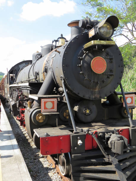 istock Old steam locomotive, station stop 653771432