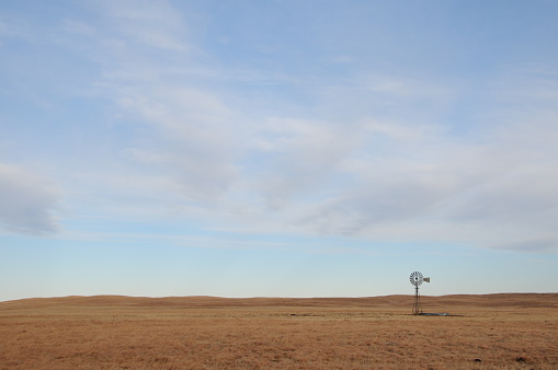 Windmill on a ranch in Sandhills of Nebraska on new years day.