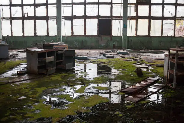 Photo of Inside the ruined and abandoned industrial plant