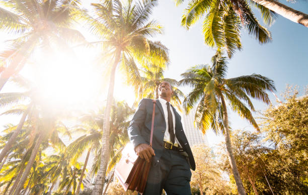 istock businessman walking on the beach in Miami 653775184