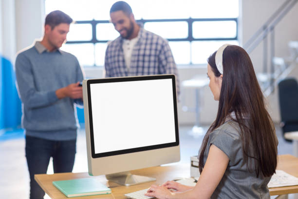 istock Businesswoman working on computer in office 653776350