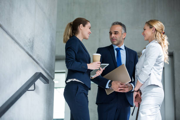 istock Business colleagues interacting with each other 653777216
