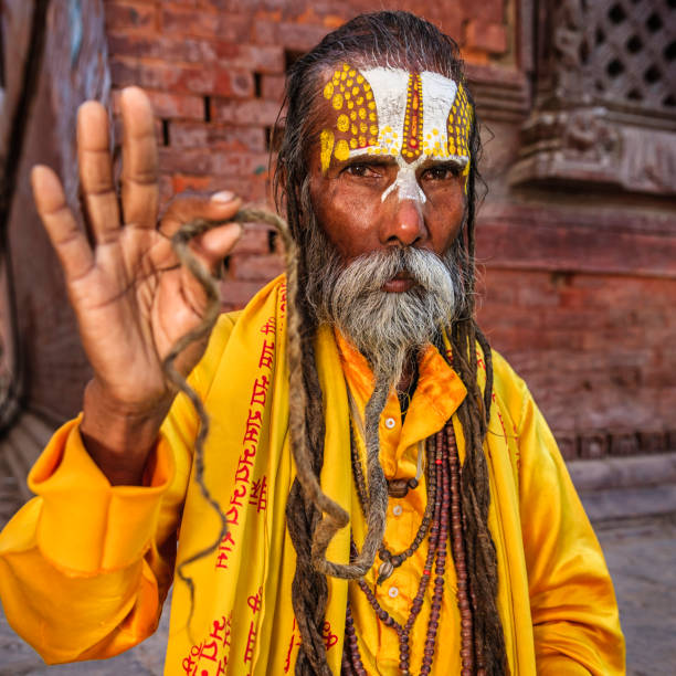 istock Sadhu - indian holyman sitting in the temple 653778928