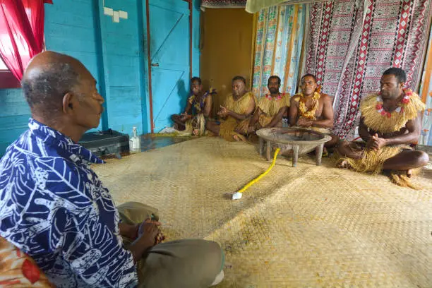 Traditional Kava Ceremony in Fiji. The consumption of the drink is a form of welcome and figures in important socio-political events.