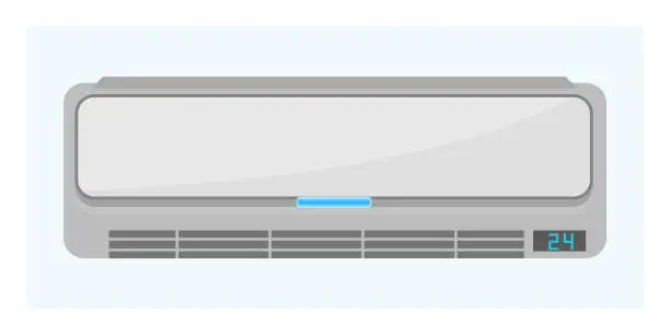 Vector illustration of Air conditioning system assembled on building house equipment cold electric and industry appliance cooling compressor unit vector illustration climate tool