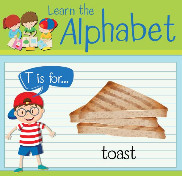 Flashcard alphabet T is for toast Flashcard alphabet T is for toast illustration white flash card stock illustrations