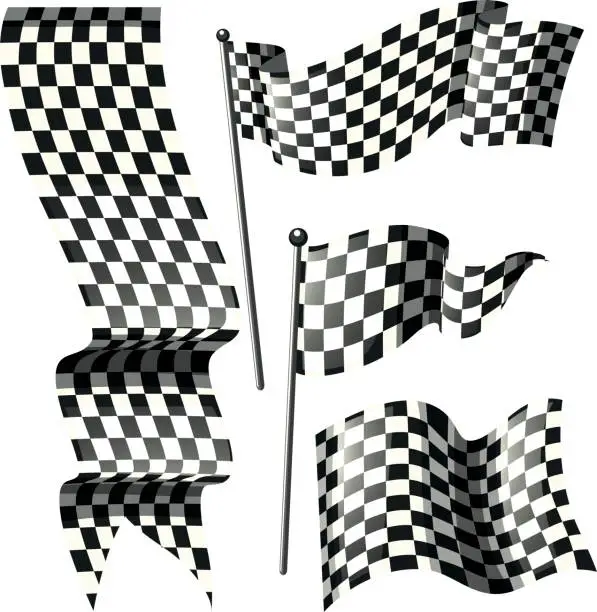 Vector illustration of Different designs of racing flags