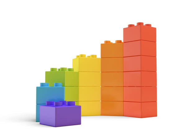 istock 3d rendering of multi-colored toy blocks making up spiral stairs 653790960
