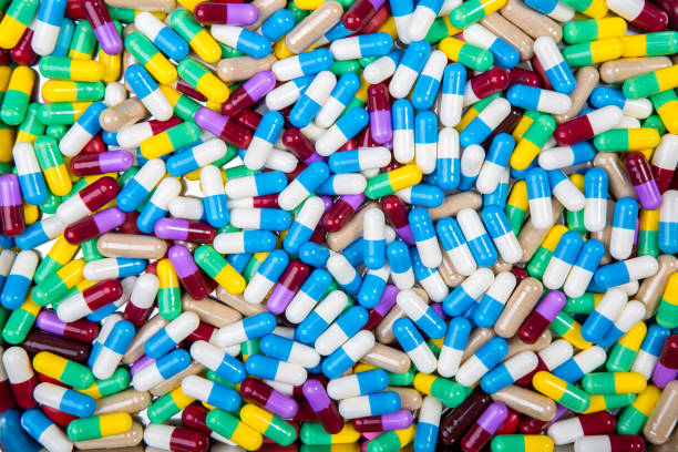 istock colorful medicines. Background or texture 653791910
