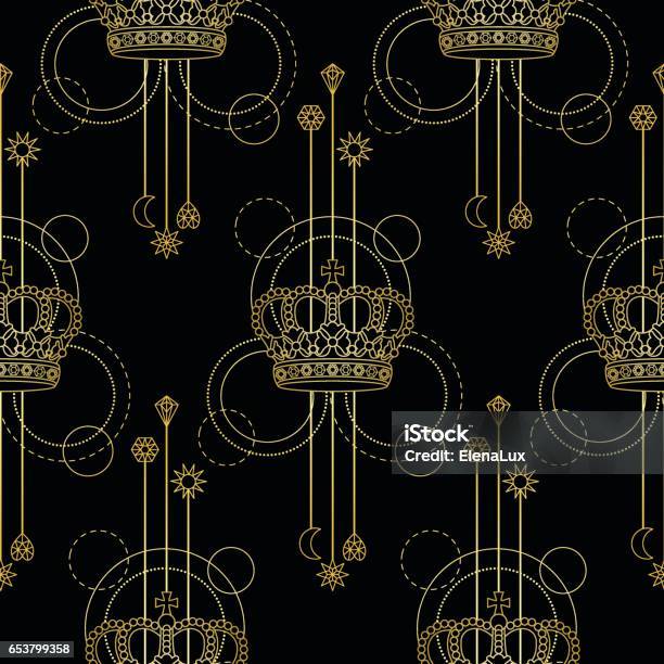 Golden Crown Pattern Gold Crown Seamless Pattern Stock Illustration - Download Image Now ...