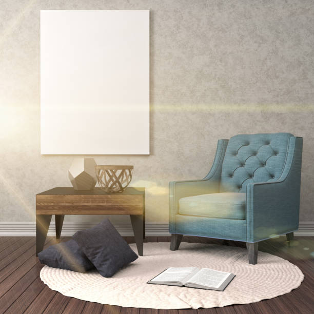 istock mock up poster frame in interior background. 3D Illustration 653799720