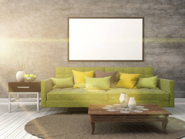 istock mock up poster frame in interior background. 3D Illustration 653799742